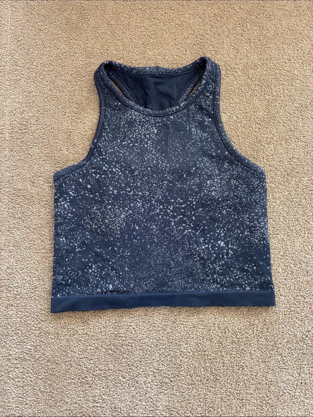 Navy Speckled Cropped Tank Top